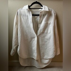Anthropologie Maeve Button White Down Shirt size XS Petite